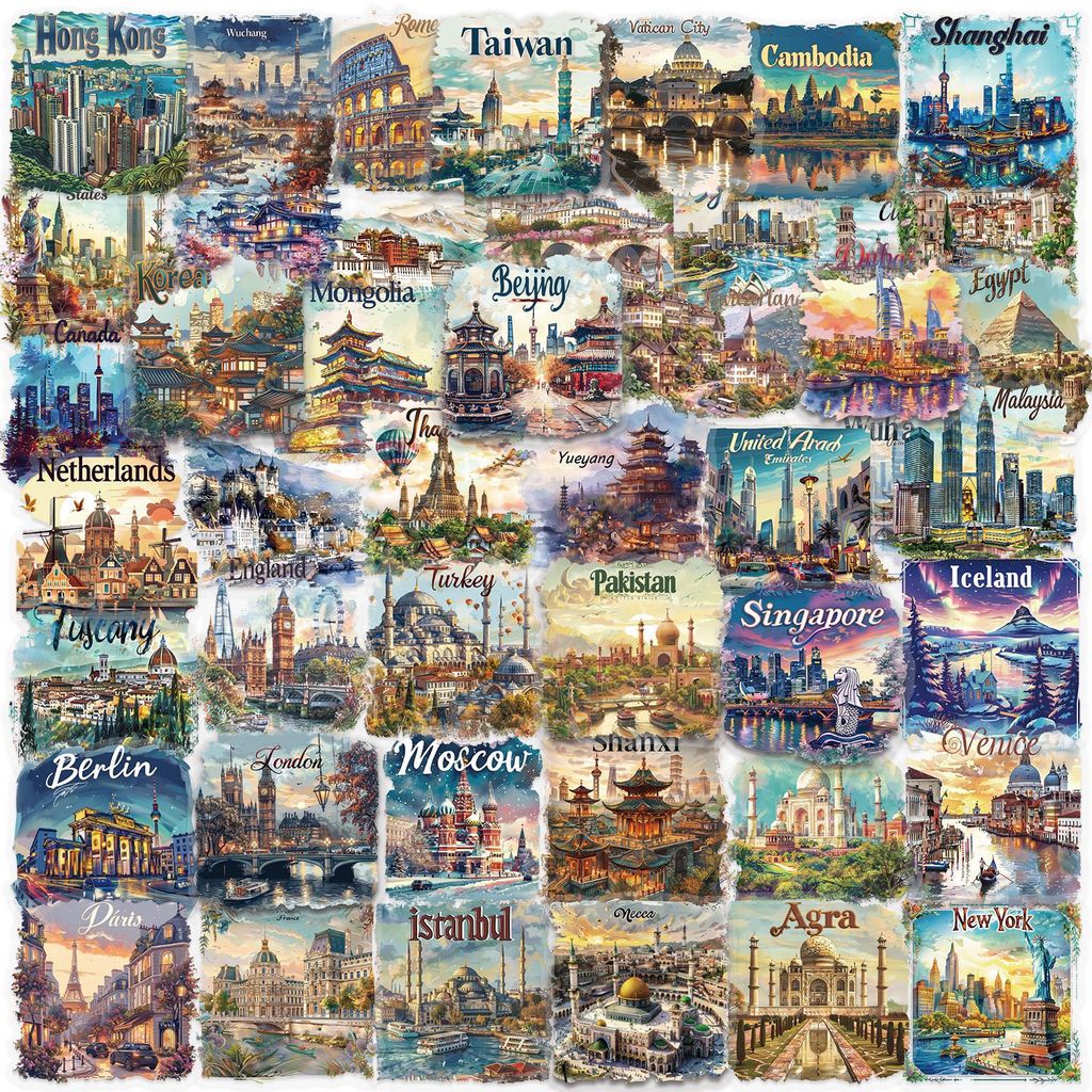 Travel Notebook Journal - 50 Adesivos Transparentes de Viagem em