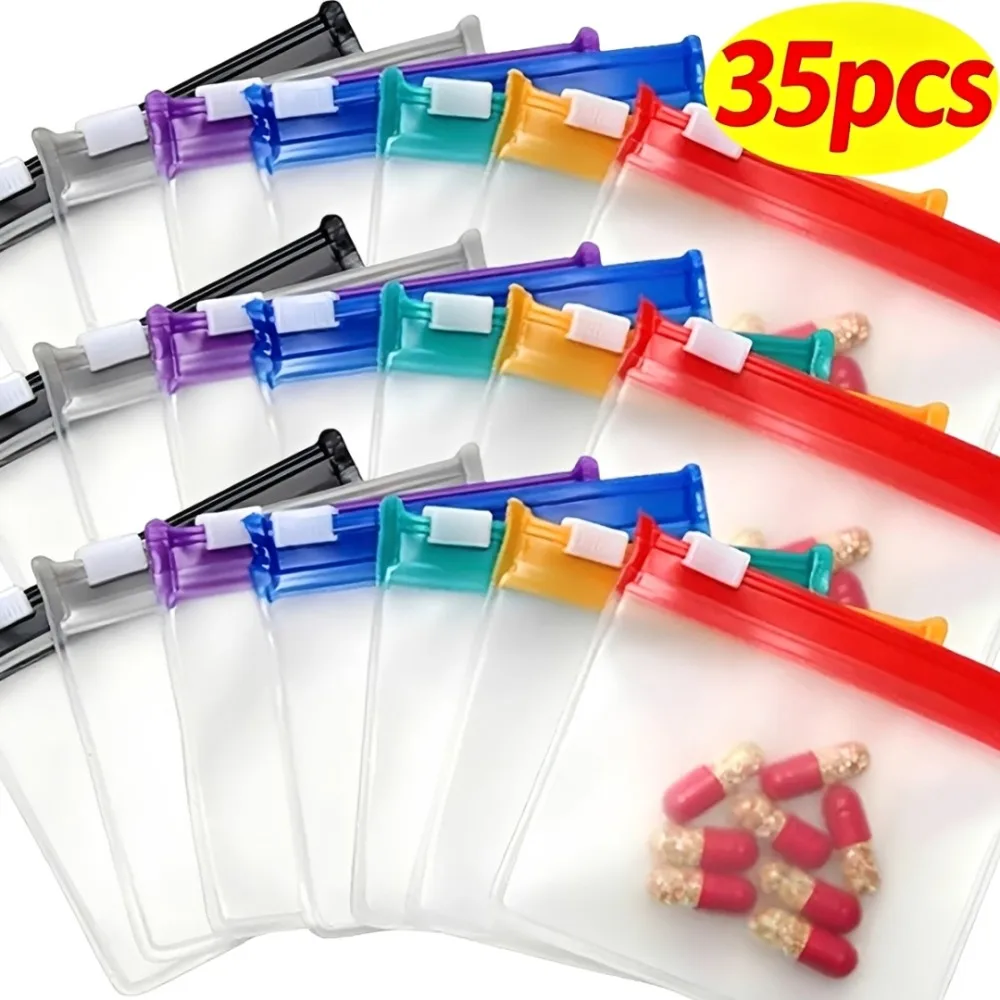 Travel Ziplock Bags - Mini Bolsas Coloridas para Dispensar Pílulas,