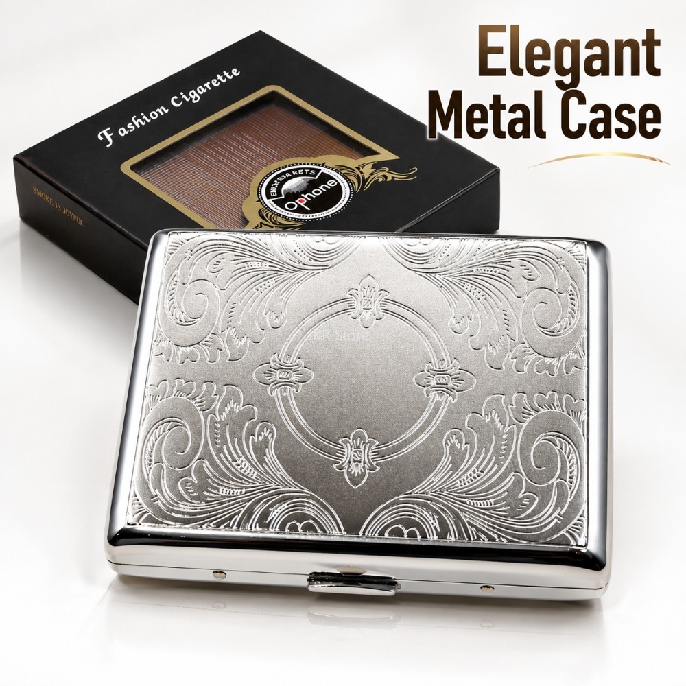 Travel Accessories Men - Estojo de Cigarros em Aço Inoxidável,