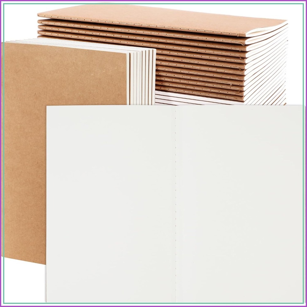 Travel Notebook Journal - Pacote com 24 Cadernos Kraft A5