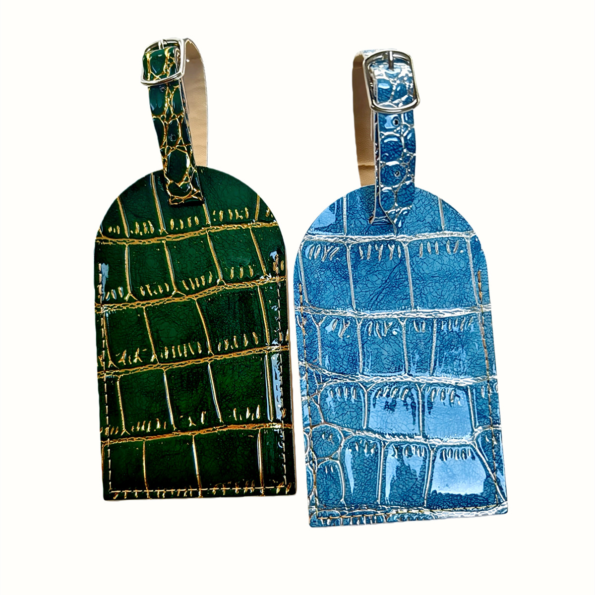 Crocodilo em relevo ouro/prata - Luggage Tag Leather avaliação e preço