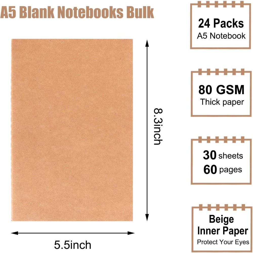 Pacote com 24 Cadernos Kraft A - Travel Notebook Journal avaliação e preço